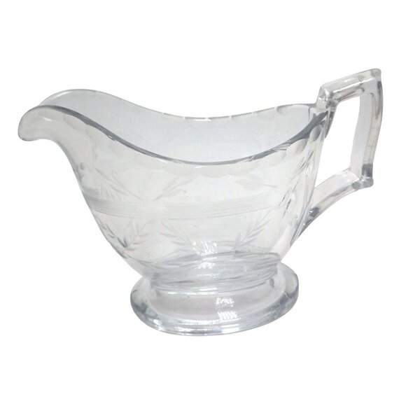 Creamer Clear Cut Glass Leaves Crystal - Picture 2 of 9